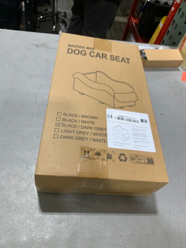 Photo 1 of Mavora Max Portable Small Dog Seat for Car, Luxury Center Console Dog Car Seat Booster with Safety Tethers, Anti-Collapse Pet Travel Carseat for SUV, Truck (Black/Grey)