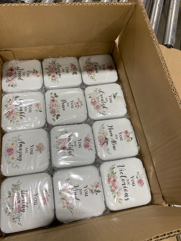 Photo 1 of Kacctyen 24 Pcs Mini Travel Jewelry Case Bulk You Are Beautiful Loved Pink Rose Mother's Day Church Gift for Secretary Women Party Favors Girls Leather Travel Jewelry Case