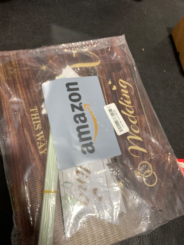 Photo 1 of 10 Pcs Wedding Direction Signs Sage Green Wedding This Way Directional Double Sided Arrow Road Signs with Stakes for Large Entrance Ceremony Party Indoor Outdoor Yard Lawn Parking Signs for Reception