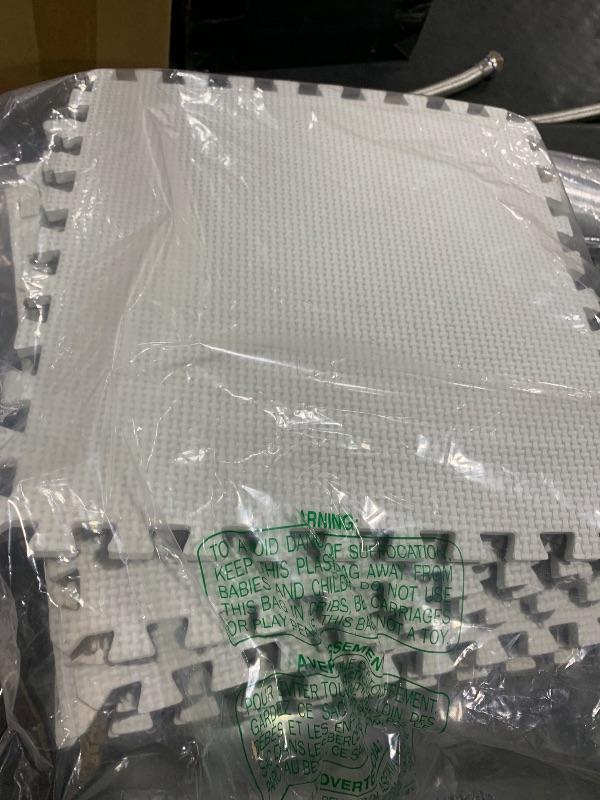 Photo 1 of  Plush Foam Interlocking Floor Mat Climbing Area Rugs 11.8 x 11.8 Inch Square Soft Fluffy Tiles with Border Play Mat Flooring Tiles for Home Playroom Decoration (Gray