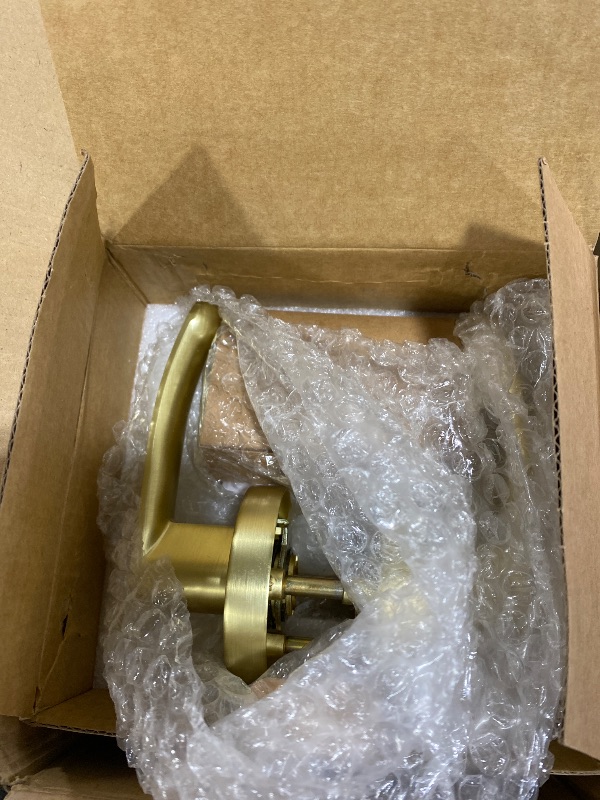 Photo 1 of Leydebong 4 Pack Door Handle Light Gold Entrance Door Levers (Keyed Alike) Heavy Duty Interior Door Knobs Round Front Door Locks Reversible for Right/Left Handles