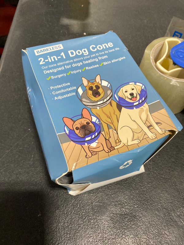 Photo 1 of BARKLESS Dog Cone, Inflatable Dog Cone After Surgery for Large Breeds, Soft Surgery Collar with Enhanced Anti-Licking Guard Shield for Pets, Patented Protective Donut Collar