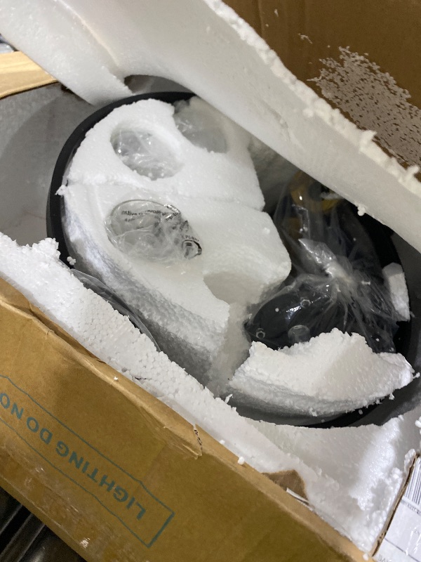 Photo 1 of *INCOMPLETE** Treekee Rustic Chandelier, 17" Black and Gold Finish Glass Cover Luxurious Hanging Light, 3-Light Globe Vintage Pendant Ceiling Light Fixtures for Living Room Entry Way Dining Room