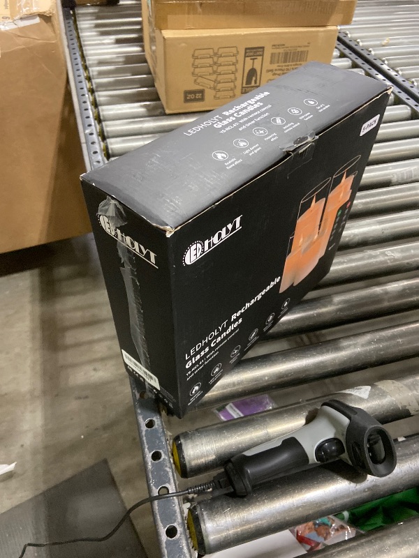 Photo 1 of LEDHOLYT Rechargeable Flameless Candle, Flashing LED Pillar Real Wax Candle with Remote Control and Timer, Teardrop Wick, Clear Glass Electronic Candles, 1 Set of 5