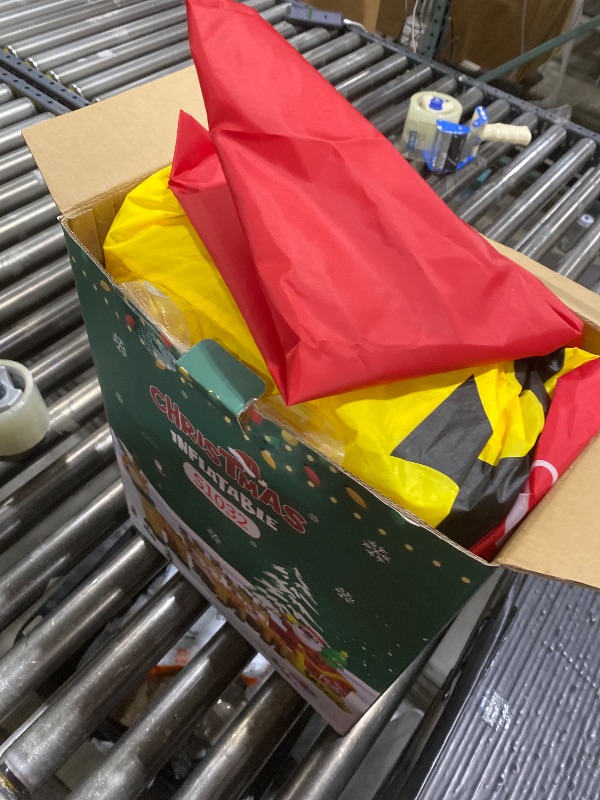 Photo 1 of DomKom 12FT Christmas Inflatables Black Santa Sleigh, Black Santa Claus on Sleigh with Five Reindeers Blow up Giant Yard Decoration, Outdoor Built-in LED Lights Party Lawn Holiday Winter Decor Outside