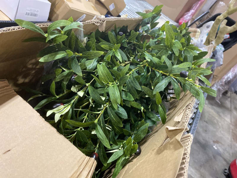 Photo 1 of Realead Artificial Olive Tree 8ft - Large Faux Olive Tree with Realistic Leaves and Olives - Full and Grand Design Fake Olive Tree with Sturdy Base for Indoor Outdoor Office Decor