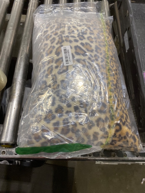 Photo 1 of SARO LIFESTYLE Guépard Collection Cheetah Print Faux Fur Throw Pillow with Poly Filling, 12" x 20", Brown