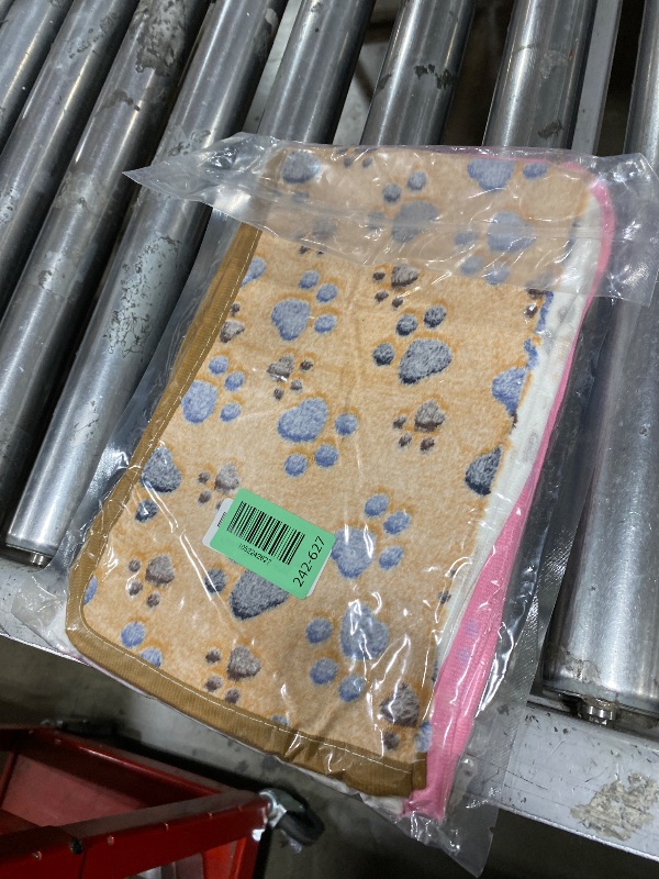 Photo 1 of 1 Pack 3 Blankets Super Soft Fluffy Premium Fleece Pet Blanket Flannel Paw Printed Throw for Dog Puppy Cat (Small 23x16'', Brown, Pink, White)