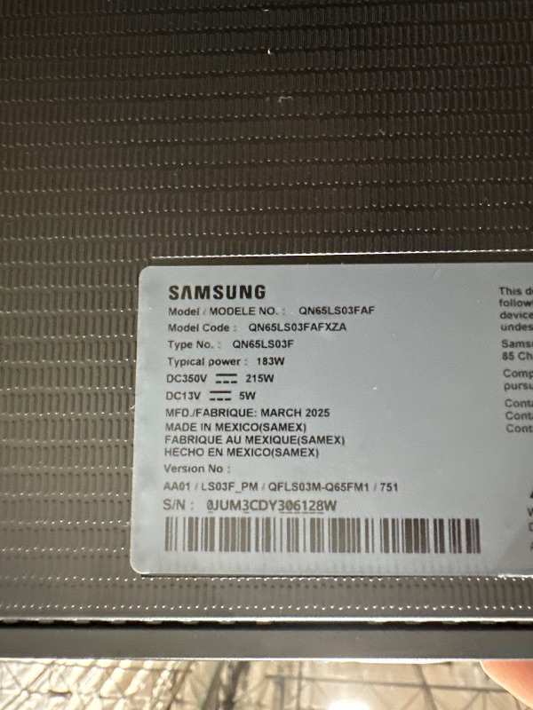Photo 1 of Samsung 65-Inch Class The Frame LS03F 4K QLED Smart TV (2025 Model) Slim Fit Wall Mount, Modern Frame Design, NQ4 AI Gen2 Processor, Art Mode, Artful Picture Quality, Samsung Vision AI, Alexa Built-in
