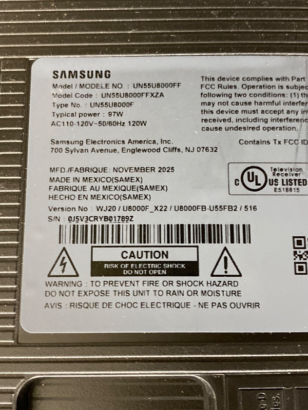 Photo 1 of Samsung 55-Inch Class Crystal UHD U8000F 4K Smart TV (2025 Model) Endless Free Content, Crystal Processor 4K, MetalStream Design, Knox Security, Compatible with Alexa