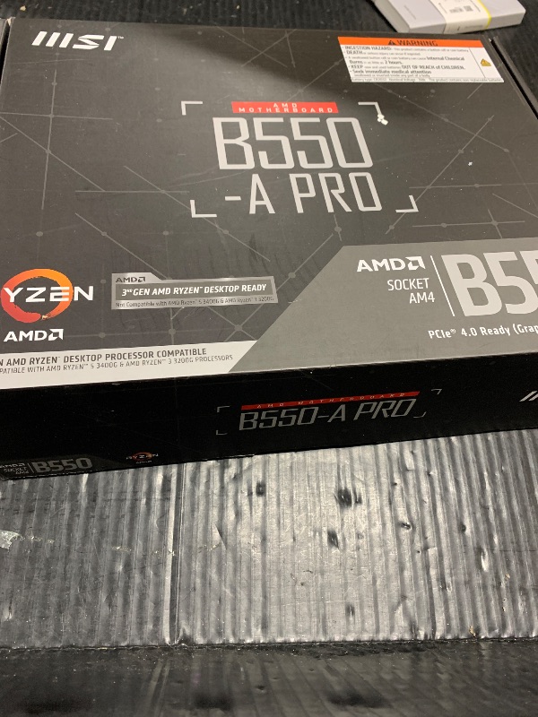 Photo 1 of MSI B550-A PRO ProSeries Motherboard (AMD Ryzen 5000, AM4, DDR4, PCIe 4.0, SATA 6Gb/s, M.2, USB 3.2 Gen 2, HDMI/DP, ATX)