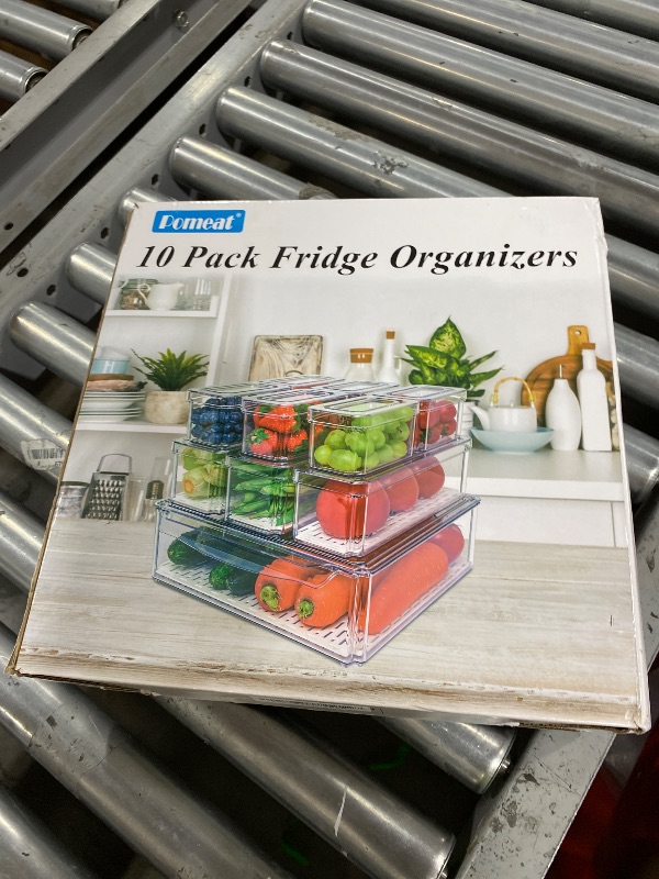 Photo 1 of Pomeat 10 Pack Fridge Organizer, Stackable Refrigerator Bins with Lids, BPA-Free Produce Fruit Storage Containers for Fridge, Clear for Food, Drinks, Vegetable