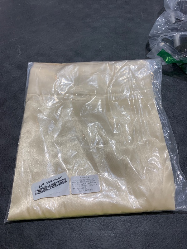 Photo 1 of TURSTIN 1 Pack Champagne Satin Tablecloth 102 x 58 Inch Overlay Satin Table Cover Rectangle Bright Silk Tablecloth Smooth Fabric Table Decoration for Wedding Banquet Party Events