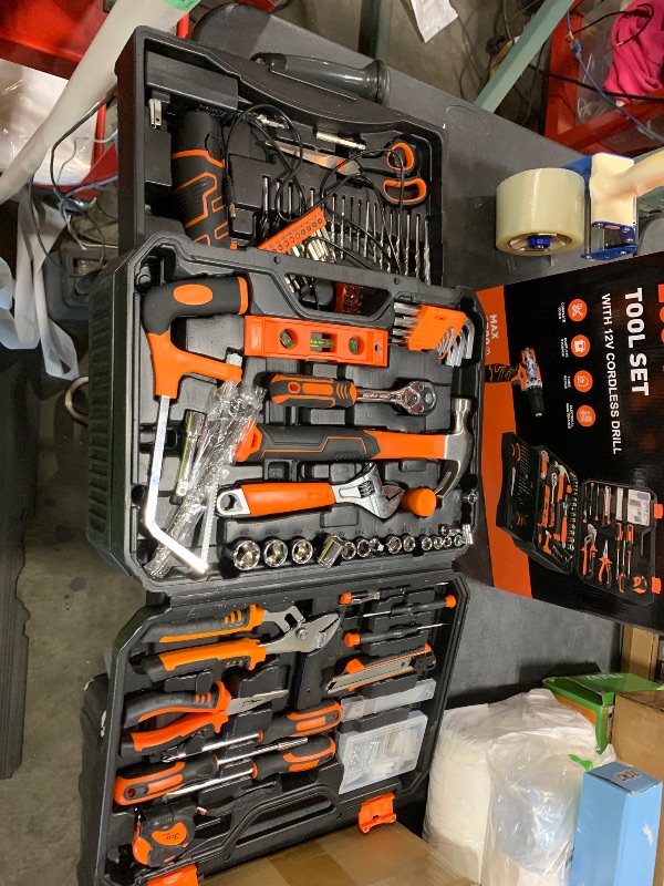 Photo 1 of 255-Piece Tool Set - Tool Kit with 12V Cordless Drill Driver, Toolbox Storage Case with Drawer, General Household Drill Set for DIY Projects, Home Repairs, Handyman