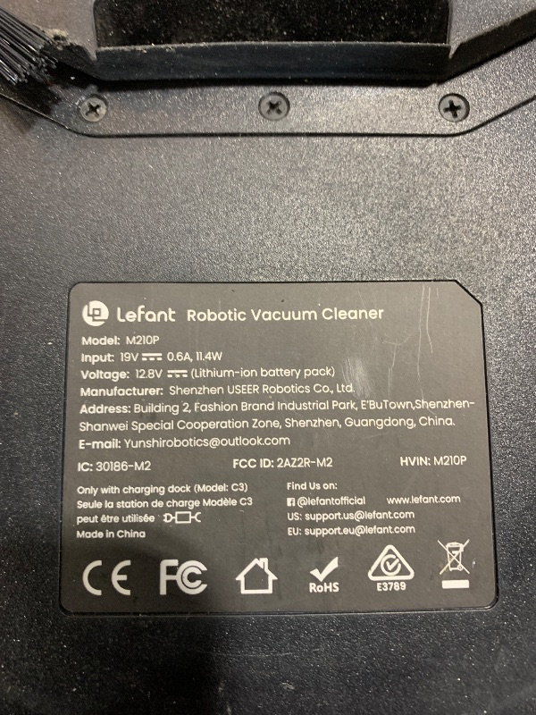 Photo 1 of Lefant Robot Vacuum Cleaner, 120 Mins Runtime, Compact Design, Low Noise, Powerful Suction, Wi-Fi/App/Voice Control, Self-Charging, Scheduled Cleaning, Ideal for Pet Hair and Hard Floors, M210 Black