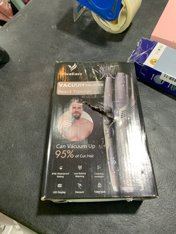 Photo 1 of VivaEase Vacuum Beard Trimmer for Men, New Version Adjustable Precision Trimming Length with 2 Comb, Electric Cordless Vacuum Trimmer for Beard, Waterproof and Rinses Easy, Blades for Skin fit