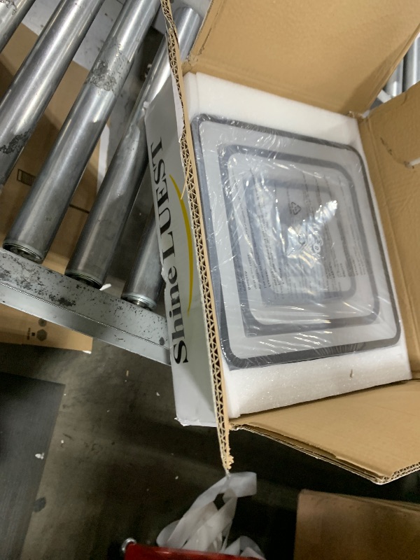 Photo 1 of Shine LUEST Modern LED Ceiling Light, Dimmable LED Chandelier Black Flush Mount Ceiling Lights, Remote Control Acrylic Ring Ceiling Lamp Fixture for Living Room Dining Room Bedroom, 8H-FANG-BL-04