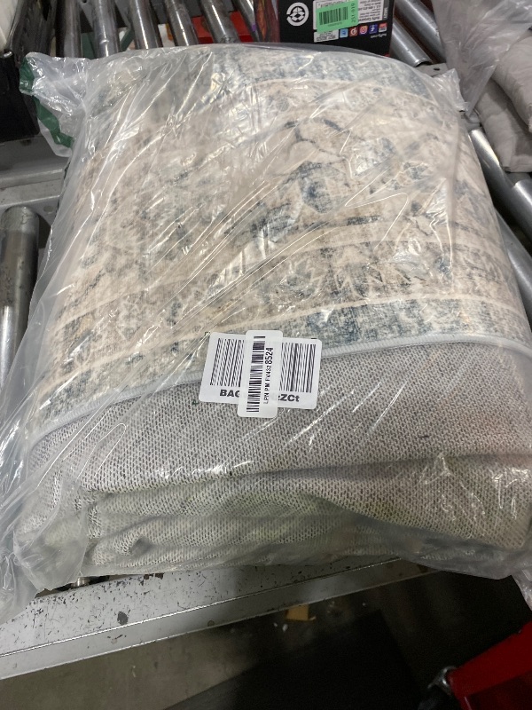 Photo 1 of RELEANY Area Rugs 8'x10' Washable Non-Slip, Floral Vintage Distress Print Pattern Medallion Carpet for Living Room Bedroom Dining Room, Light Blue Navy Beige Gray White