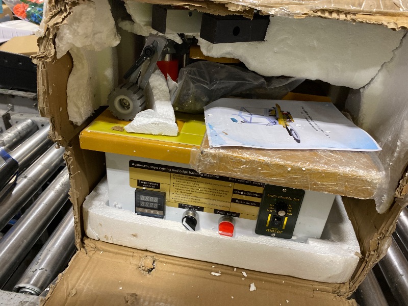 Photo 1 of Helivivfy Portable Woodworking Edge Banding Machine, Dual-Use for Curved and Straight Edges Auto Cut-Off 2-Side Gluing Variable Speed Smart Temp Control