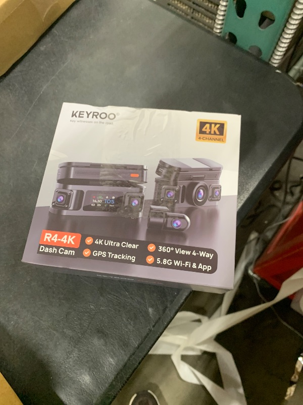 Photo 1 of KEYROO 360° View 4K 4 Channel Dash Cam Front and Rear Inside Left Right, Built-in GPS, 5.8GHz WiFi, Car Dash Camera for Cars with App Connect, Support Parking Mode, G-Sensor, Free 128GB Card
