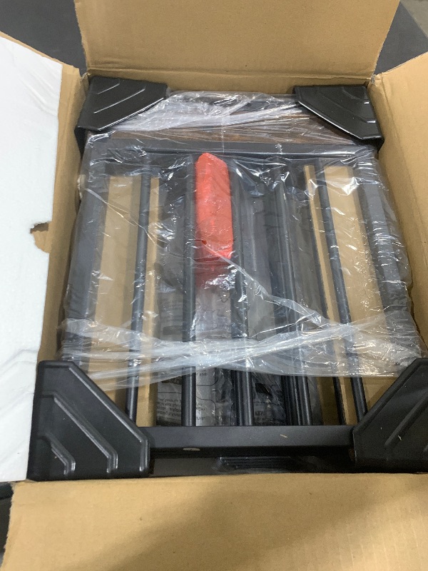 Photo 1 of Freestanding Short Dog Gate, 16" Tall Pet Gate Indoor with Support Feet Easily Step Over, 4 Panel Metal Wood Foldable Pet Dog Gate, Up to 48" Wide Puppy Fence, Puppy Gate for for Doorway&Hallway Black