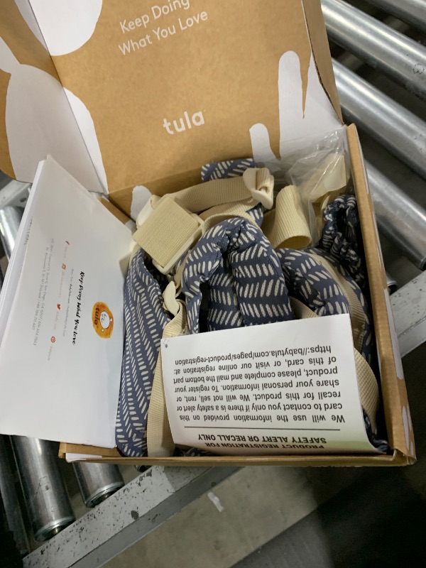 Photo 1 of Baby Tula Breathable Mesh Explore Panel Free-to-Grow Baby Carrier - Adjustable, Newborn to Toddler Carrier - Ergonomic Fit for 7lbs to 45lbs - 3 Position Carrying Options - Beyond (Steel Blue/Dash)