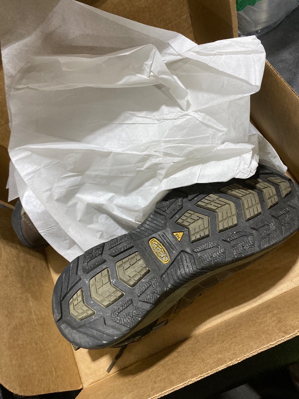 Photo 1 of KEEN Utility Men's Flint 2 Low Steel Toe Waterproof Non Slip Work Shoe, Cascade Brown/Orion Blue, 11 Medium US