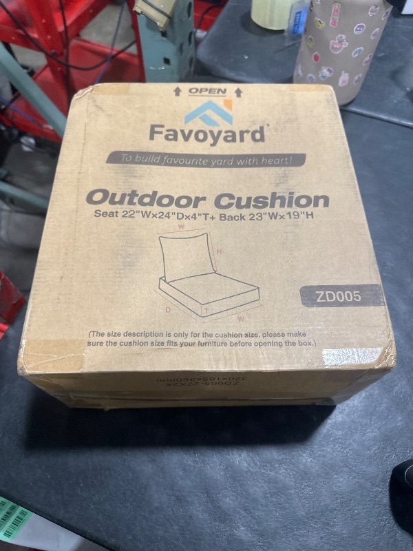 Photo 1 of Favoyard Outdoor Seat Cushion Set 22 x 24 Inch Waterproof & Fade Resistant Patio Furniture Cushions with Removable Cover Deep Seat & Back Cushion with Handle and Adjustable Straps for Chair Sofa Couch
