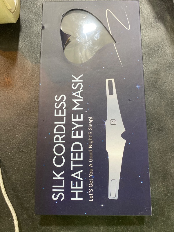 Photo 1 of Silk Heated Eye Mask, 2000mAh Large Size Cordless Sleep Mask Warm Eye Compresses Electric Eye Heating Pad for Stye Blepharitis Dry Eyes Sinus Migraine Gifts for Men Woman (Black)