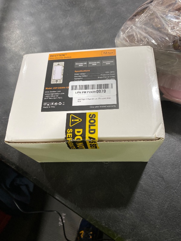 Photo 1 of BESTTEN 12 Pack Super Slim Slide Dimmer Light Switch, Single Pole or 3 Way Dimmer Switches, Compatible with LED Dimmable Lamp, CFL, Incandescent, Halogen Bulb, ETL Listed, White