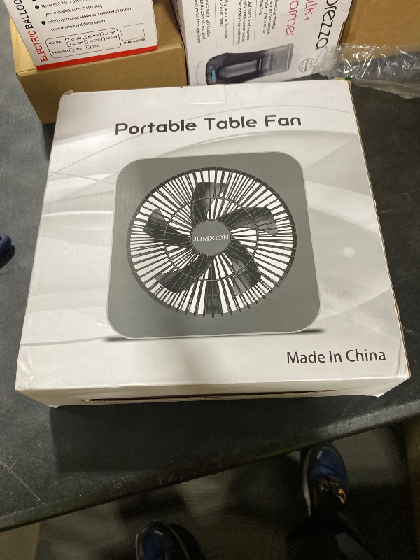 Photo 1 of 10 inch Box Fan, Small Window Fan with 3 Speeds, Quiet Square Fan Powered by DC Adapter for Bedroom Office Kitchen Home Apartment RV Camping, 8HRS Timer Function Work with Universal USB Type-C Cord