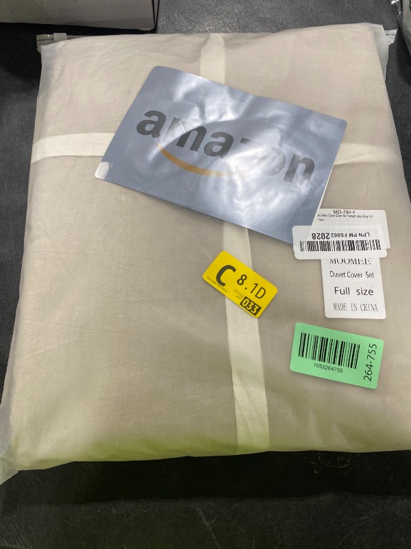 Photo 1 of MooMee Bedding Duvet Cover Set 100% Washed Cotton Linen Like Textured Breathable Durable Soft Comfy (Heathered Tannish Linen Grey, Full 80"x90")