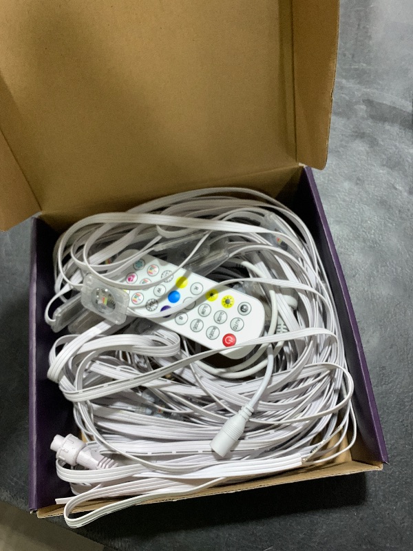 Photo 1 of POOFZY Permanent Outdoor Lights for House,100ft RGB+IC Smart Outdoor Decor, 50 Scene Modes,App/Remote Control,IP67 Waterproof,for Christmas,Super Bowl,V-Day,Thanksgiving,Daily & Holiday Party Decor