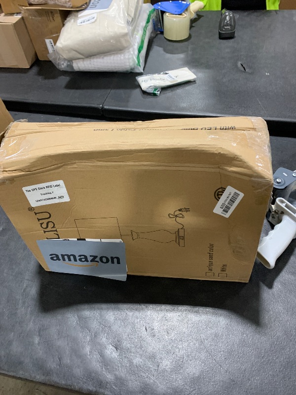 Photo 1 of **DAMAGED** Farmhouse Table Lamp 3-Way Dimmable Table Lamp, Modern Nightstand Lamp with 2 USB Port Pull Chain Bedside Desk Lamp with Fabric Shade for Living Room Bedroom Hotel (Pack 1-Beige Shade & Pull Chain)