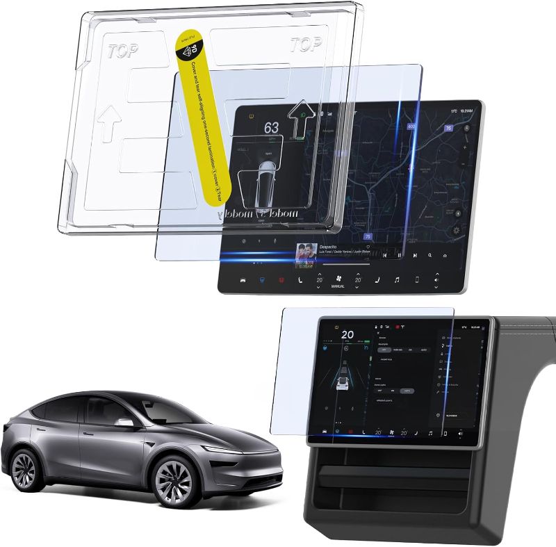 Photo 1 of Tesla Accessories for Model Y Juniper / 3 Highland Screen Protector [No Glare & Fingerprint] 9H Tempered Glass, for Model 3(2024-2026), Model Y Juniper, Matte