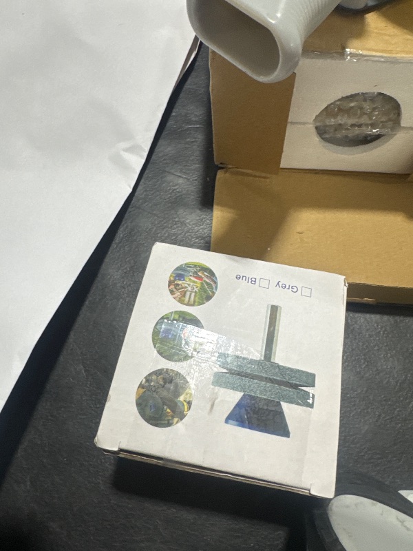 Photo 1 of ?NEW?Double Layer Corundum Lawn Mower Blade Sharpener, Universal Wear Lawnmower Blade Sharpener for Any Power Drill/Hand Drill, Double-Layer Grindstones Easy to Use and Not Easy Damage-(Gray)
