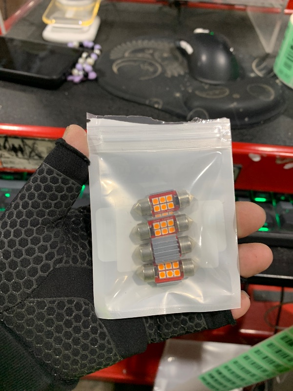 Photo 1 of PHINLION DE3175 Amber Yellow LED Light Bulbs, Super Bright Festoon 31mm DE 3175 3021 3022 Miniature LED Bulb for Car Interior Door Map Dome Reading Trunk Step Courtesy Light, Pack of 4