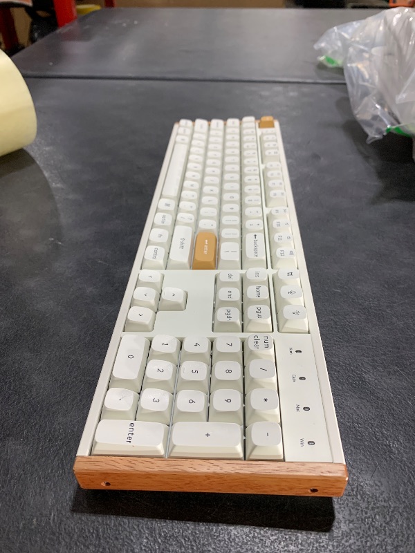 Photo 1 of Keychron K10 HE QMK Wireless Gaming Custom Mechanical Keyboard, 2.4 GHz/Bluetooth/Wired Full-Size Hot-Swappable Programmable RGB Backlit Gateron Magnetic Switches for Mac Windows, Wood Frame-White

