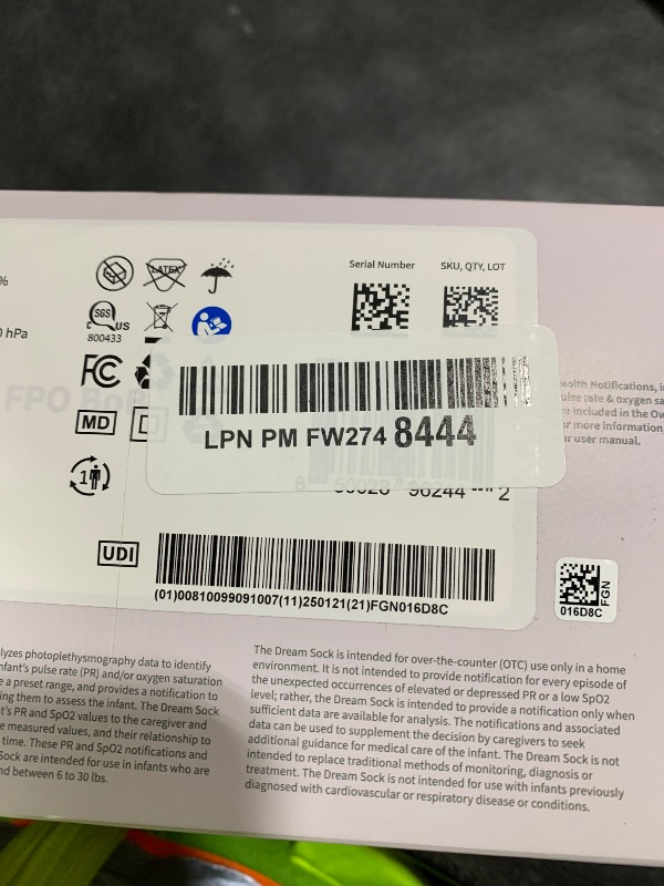 Photo 1 of Owlet Dream Sock - FDA-Cleared Smart Baby Monitor - Track Live Pulse (Heart) Rate, Oxygen in Infants - Receive Notifications - Dusty Rose