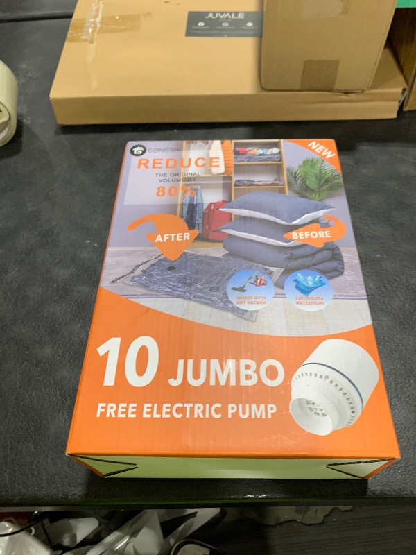 Photo 1 of 10 Jumbo Vacuum Storage Bags with Electric Pump, Space Saver Bag for Clothes, Mattress, Blanket, Duvets, Pillows, Comforters, Travel