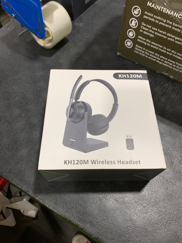 Photo 1 of (2025 Upgraded) Wireless Headset with Mic for Work, Bluetooth Headset with Noise Canceling Microphone with Dongle, Charging Base & Mic Mute, Wireless Headphones for Work from Home/PC/Computer