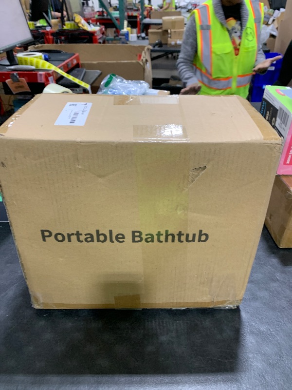 Photo 1 of B&Y Inflatable Soaking Bathtub for Adult, 66'' Large Portable Ice Bath Tub Family Home Spa Soaking Tub with Zipper Cover, Designed with Headrest, Cup Holder (Air Pump Included)