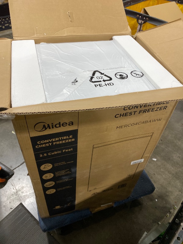 Photo 1 of Midea MERC04C4BAWW Chest Freezer, 3.5 Cubic Feet Freezer With Removable Basket, Interior LED Light, Adjustable Temperature, For Kitchen Apartment Office, White