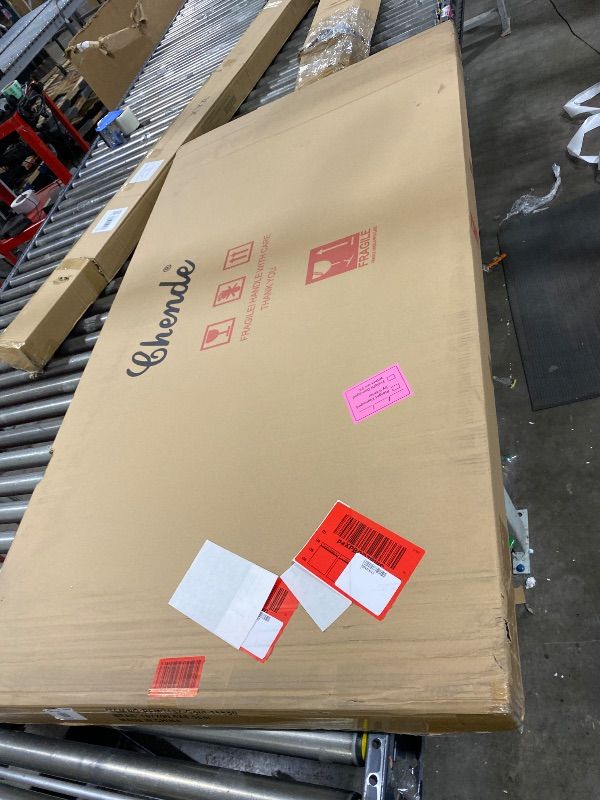 Photo 1 of Chende Rectangular Large Wall Mirror with Exclusive Gold 3D Ripple Wood Carved Frame, 61" x 31" Long Narrow Full Length Gold Mirror for Bedroom, Living Room, Bathroom, Horizontal/Vertical Hanging