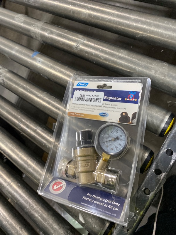 Photo 1 of Camco Adjustable RV/Marine Brass Water Pressure Regulator | Help Stop Damage to RV/Marine Appliances, Plumbing Fixtures, and Hoses | Features Standard Garden Hose Threads for Simple Hookup | (40058)