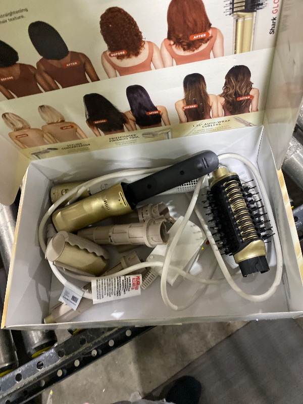 Photo 1 of Shark Glam Ceramic & Powerful Air Styling & Drying System, with Silki Straightener & Shark Glossi Air Glosser, for Drying, Curling, Straightening & Glossing, Gold, HD6051S (Straight & Wavy Hair)