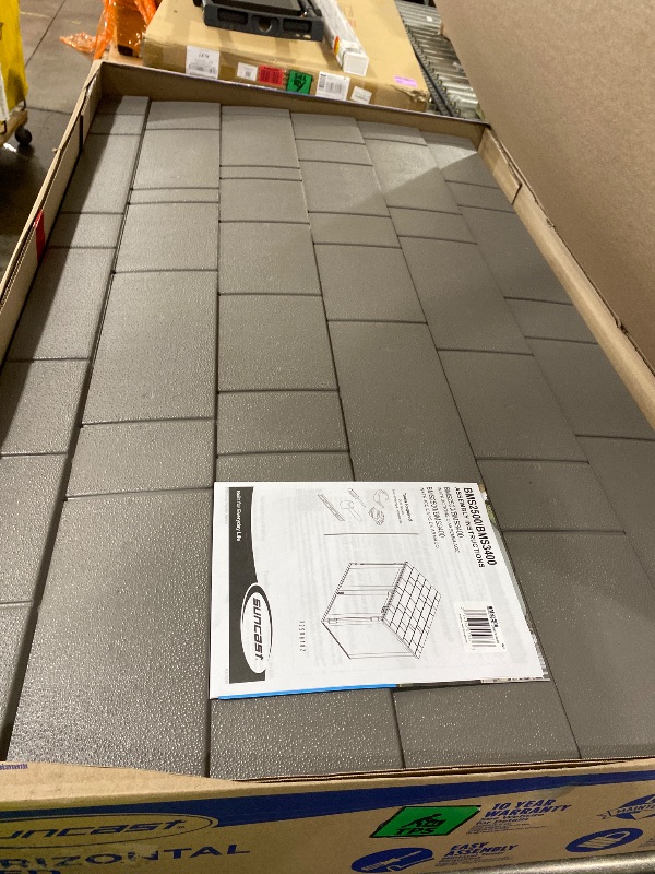 Photo 1 of Suncast 34 Cu Ft Horizontal Resin Plastic Storage Shed - Outdoor Storage Shed with Floor Included, Lockable, Weatherproof, Fits Small to Medium Trash Cans, Generators, & Garden Tools, Vanilla Stoney