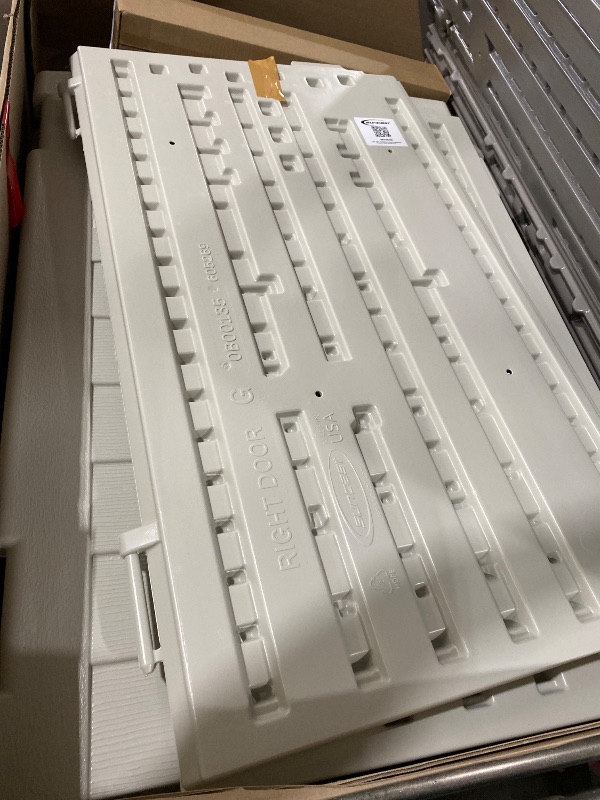 Photo 1 of Suncast 34 Cu Ft Horizontal Resin Plastic Storage Shed - Outdoor Storage Shed with Floor Included, Lockable, Weatherproof, Fits Small to Medium Trash Cans, Generators, & Garden Tools, Vanilla Stoney