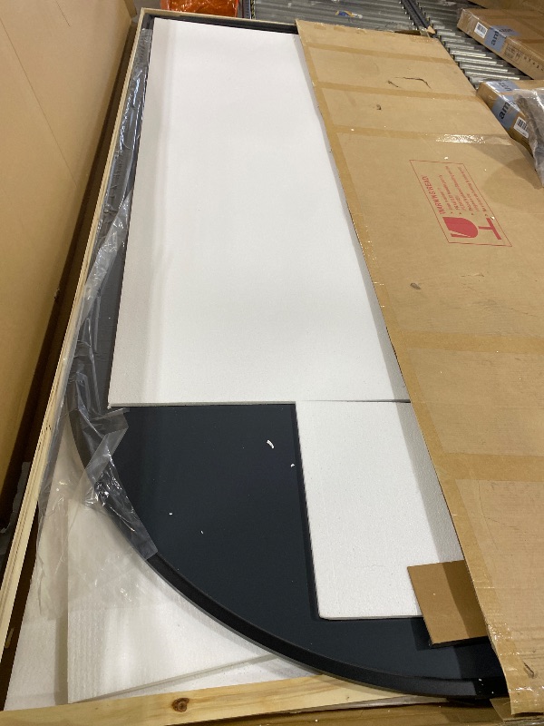 Photo 1 of 64"x21" Arched Full Length Mirror with Stand Floor Free Standing Aluminum Frame for Bedroom Body Hanging Leaning Modern Simple Home Decor Shatter-proorf Nano Glass Wall, Black-Rounded