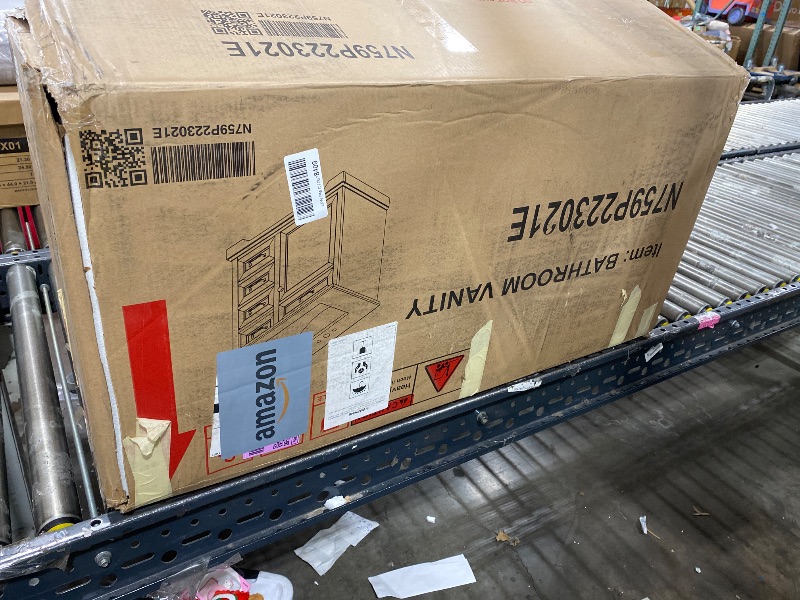 Photo 1 of Merax 36" Bathroom Vanities Cabinet with Ceramic Sink Set Combo, Tip-Out Drawers, Storage Organizer Door Shelf, Soft-Closing Door, Gray